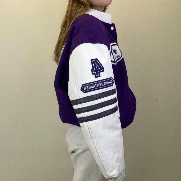 Vintage Purple and White Huskies “HPSS” #4 Varsity Jacket - Picture 2 of 8